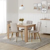 Homestyle4U Jedilniški stol, komplet, oblazinjen v jajčastem slogu, 43,5x88x50 cm, krem