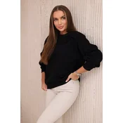 Insulated cotton sweatshirt with decorative bows black