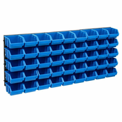 vidaXL 48-dijelni set kutija za pohranu sa zidnim plocama plavo-crni
