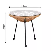 Springos Vrtna miza 50 cm, rjavi SPRINGOS LOA GF0089, elegance stekla in ratana