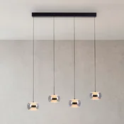 Paul Neuhaus LED-visoka svetilka Fumea, dolžina 110 cm, črna/dimna, steklo, CCT, 4-žarnica - Dnevna soba/jedilnica - črna, dimno siva