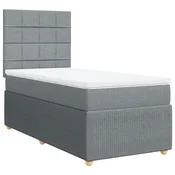 Vidaxl Box spring postelja z vzmetnico svetlo siva 90x190 cm blago