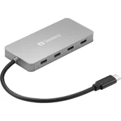 Sandberg USB Hub 136-41, 4 porta, USB C - USB C