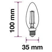 V-TAC E14 LED RETRO FILAMENTNA žarnica 4W, sveča, dimni učinek, 1+1 gratis! Farba svetla: Hladna bela