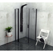 Četrtkrožna kabina za prho ZOOM LINE BLACK, 900 x 900 mm, prosojno steklo, leva - 90