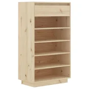 Vidaxl Omarica za čevlje 60x34x105 cm trdna borovina