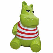 Casa Padrino Decorative Hippo Sculpture Green/White/Red H. 100 cm - Decorative Figurine