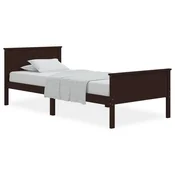 Vidaxl Posteljni okvir temno rjav iz trdne borovine 100x200 cm