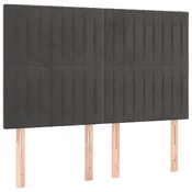 Vidaxl Vzglavje postelje temno sivo 144x5x118/128 cm žamet