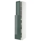 METOD/MAXIMERA Visoka omara+izv kolona 4pr/1vr/2pc, bela/Kallarp temna sivozelena z visokim sijajem, 40x60x220 cm