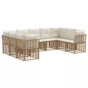 Set vanjskih sofa Prirodna i krema bijela Poliester