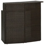 Vidaxl Vrtna barska miza rjava 120x55x110 cm poli ratan