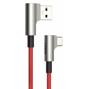 Aukey cb-cmd33 oem rdeči najlonski kabel USB - USB C | 2m | 90-stopinjski vtiči | 3a | 60w pd | 20v