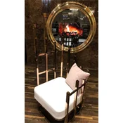 Casa Padrino luxury designer armchair left side with cushions white/gray/gold 68 x 68 x H. 153 cm - Living room furniture - Hotel furniture - Luxury furniture
