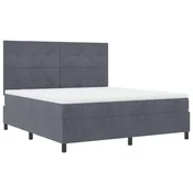 vidaXL vidaXL Postelja z vzmetnico Temno siva Super King Žamet, (22051769)