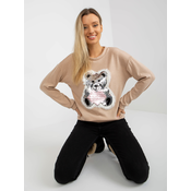 Womens beige classic sweater with sequined application