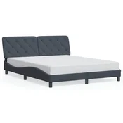 Vidaxl Posteljni okvir brez vzmetnice temno siv 160x200 cm žamet