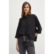Bombažna srajca Sisley ženska, črna barva