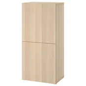 BESTA Spojene police i vrata, belo b. im. hrastovine/Lappviken belo b. im. hrastovine, 60x42x129 cm