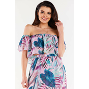 Awama Womans Blouse A511 Pink/Flowers