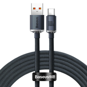 Polnilni in podatkovni kabel Baseus Crystal Shine 100W - pleten USB v USB-C kabel z ultra-hitrim protokolom polnjenja 100W in hitrim prenosom podatkov - 1.2m - črn