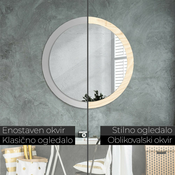 tulup.si Okroglo okrasno ogledalo Lesena tekstura fi 90 cm