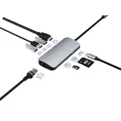 USB HUB ASONIC N-UHC1001a USB-C, 3-portni USB 3.0, HDMI, citac kartica