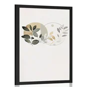 Plakat boho listki v krogih - 20x30 black