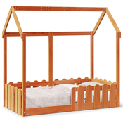 MAISON CHIC Otroška postelja - Otroški ležaj - Otroški posteljni okvir voščeno rjav 70x140 cm trdna borovina, (21698358)