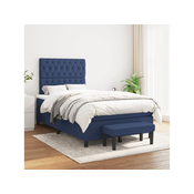 Den Box spring postelja z vzmetnico moder 120x200 cm blago