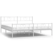Vidaxl Kovinski posteljni okvir z vzglavjem in vznožjem bel 183x213 cm