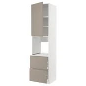METOD/MAXIMERA Visoka omara za pečico+1vrata/2prd, bela/Upplöv mat temno bež, 60x60x240 cm