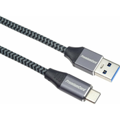 PremiumCord USB-C - USB-A 3.0 Braided Siva 3 m USB kabel