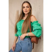 Blouse over the shoulder dark green