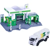 Garaža z bencinsko črpalko in avtopralnico BP Petrol Station Majorette s kovinskim modelom igračke avtomobilčka Iveco, od 5 let dalje