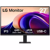 LG monitor 27U631A-B, 27, QHD, 100Hz, IPS, 5ms, 250cd, HDMI, Type-C (15W), VESA 100x100, nagib, tamno siva