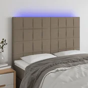 Vidaxl vidaXL Vzglavje postelje z LED osvetlitvijo, sivo-rjavo, 144x5x118/128 cm, blago