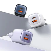USAMS USAMS 30W USB-C/USB-A HITRI POLNILEC ZA TELEFONE, BEL, (21974825)