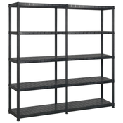 vidaXL Regal s policami 5-nadstropni črn 170x40x185 cm plastika