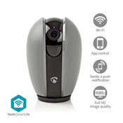 Nedis Notranja kamera SmartLife | Wi-Fi | Full HD 1080p | Pan nagib | microSD (ni vključeno)/shranjevanje v oblaku (izbirno) | S senzorjem gibanja | Nočno gledanje | Temno siva/bela