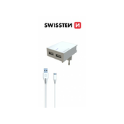 SWISSTEN Napajalnik smart IC 2X USB 3A power, bel