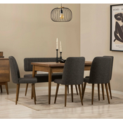 HANAH HOME Vina Walnut Anthracite set stola i stolica i klupe