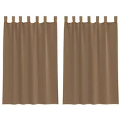 Vidaxl Voile zavese z zankami 2 kosa svetlo rjave 140x175 cm