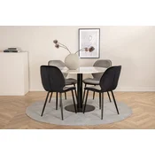 Venture Design Jedilna miza in stol komplet Estelle in Emma, miza 106x75 cm, stoli 57x47x89 cm, bela, črna, siva