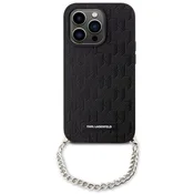 shumee Verižica z monogramom Karl Lagerfeld Saffiano - ovitek za iPhone 14 Pro (črn)