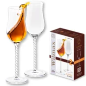 shumee Ročno izdelani kozarci za sherry Wilmax | komplet 2 | 130 ml | kozarci za grappa | kozarci za vodko s pecljem | kozarci za liker | kozarci za porto | kozarci za vodko