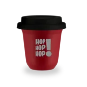 shumee 240 ml rdeč vrček HOP! HOP! HOP! s črnim pokrovom