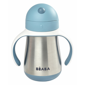 Bocica Bidon s dvostrukim stijenkama Stainless Steel Straw Cup Beaba Windy Blue 250ml plava od nehrdajuceg celika od 8 mjeseci