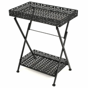 Sklopivi stolic za caj starinski metalni 58 x 35 x 72 cm crni