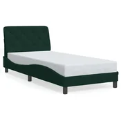 Vidaxl Posteljni okvir brez vzmetnice temno zelen 90x190 cm žamet